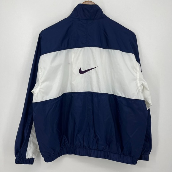 Nike Windbreaker Jacket Women's L Blue White Full Zip Embroidered Logo Vtg‎ 90's - Picture 6 of 10